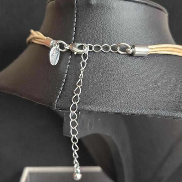 Lia Sophia Tiered Multi Strand Silver Tone Hammered Bar Necklace - Picture 3 of 4